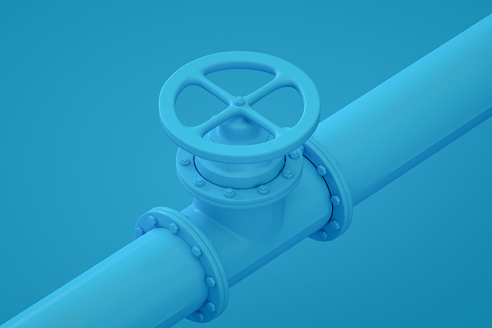 Natural gas pipeline blue background
